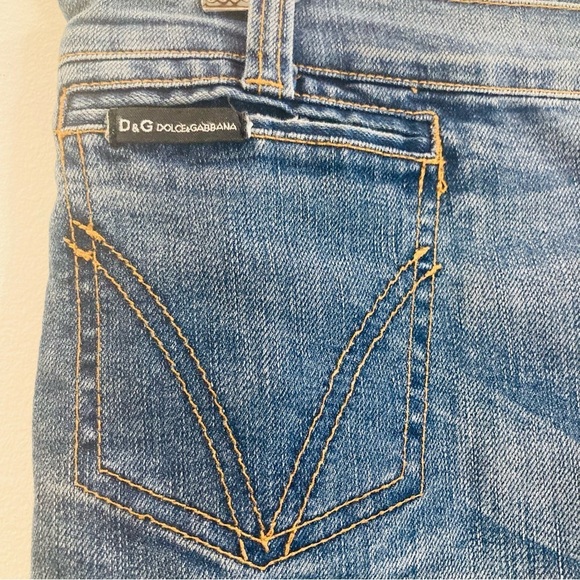 DOLCE & GABBANA Sz 32 Jean Button Side Seam Embellishment Wiskering Flare Jeans - Picture 6 of 16